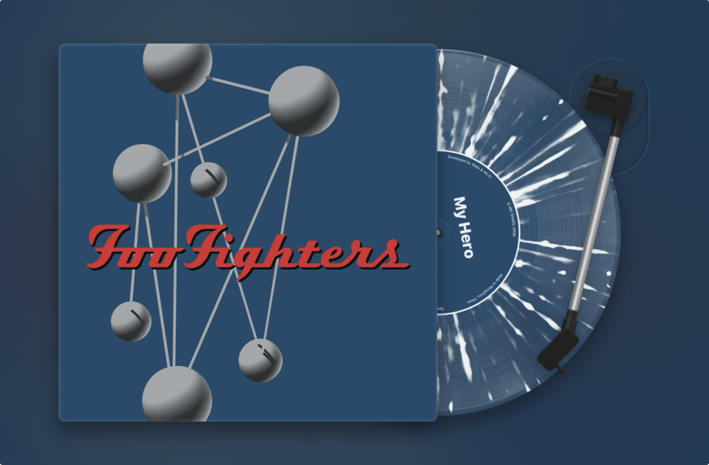 Screenshot of Md Vinyl Music App on an iPad mini playing My Hero by Foo Fighters.