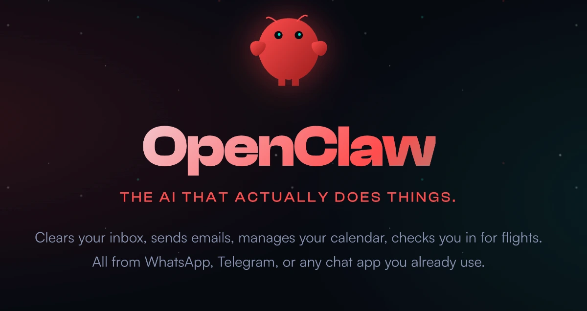 OpenClaw logo, tagline and simple description